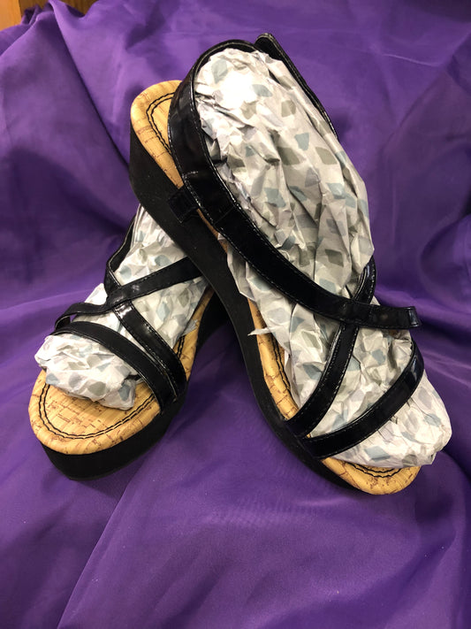 Woman Wedge Platform Sandal Color Black Size 8 "On SALE" SOLD
