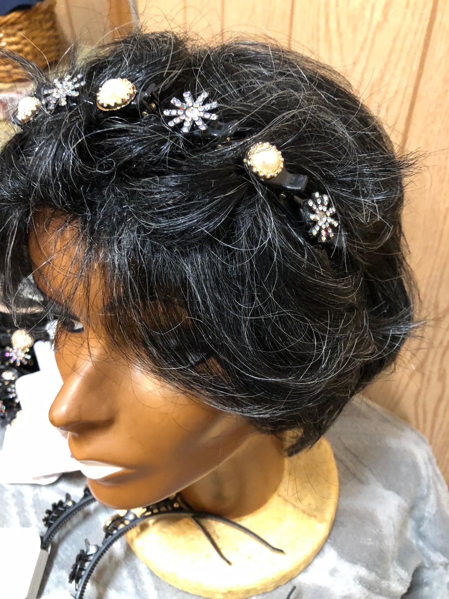 Girls Headband Color Black With The Bling-Out Clamps On Top. "New Arrival"