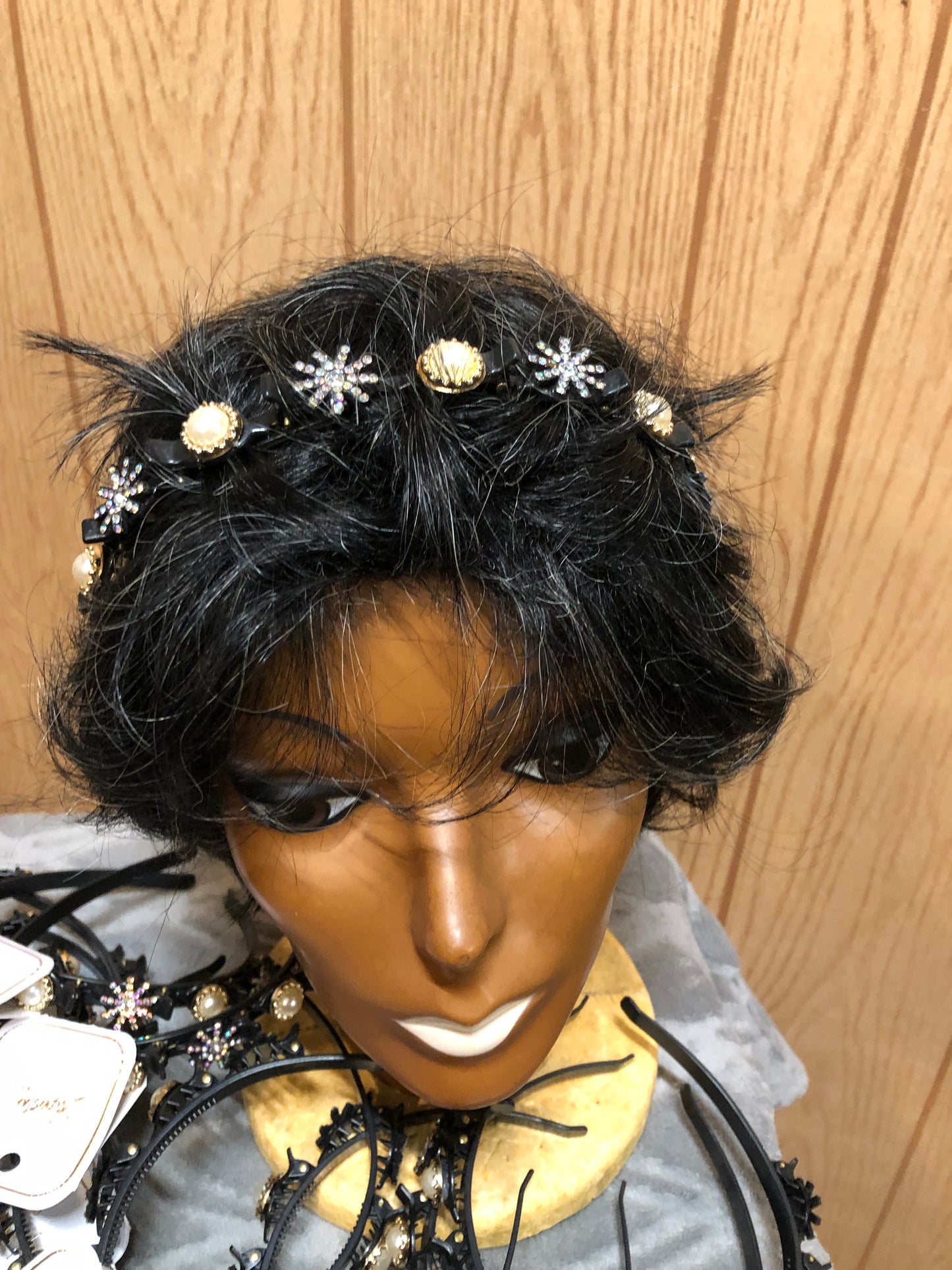 Girls Headband Color Black With The Bling-Out Clamps On Top. "New Arrival"