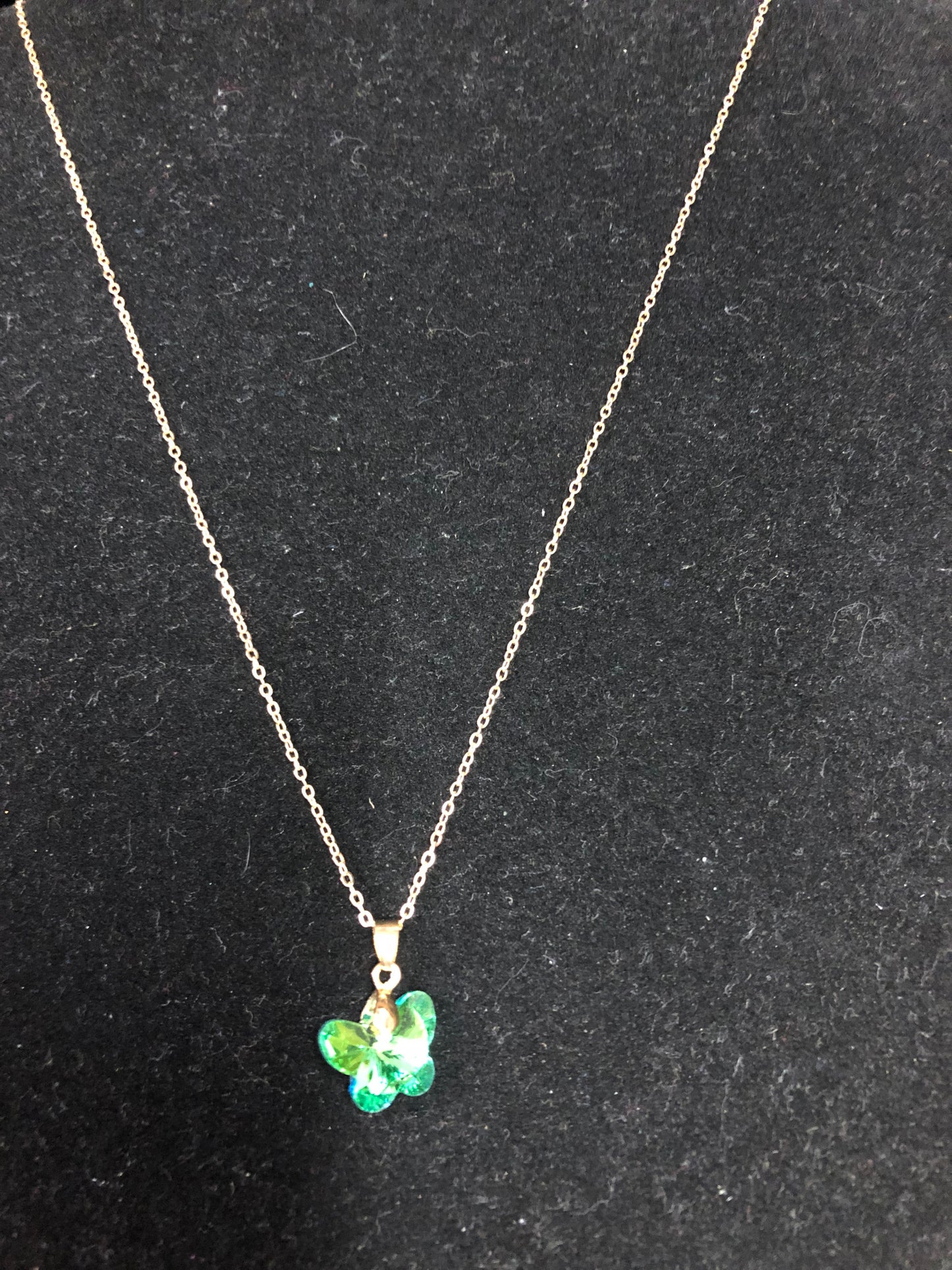 Woman Fashion Crystal Butterfly Green Tricolor Necklace On A Gold Chain. "New Arrival"