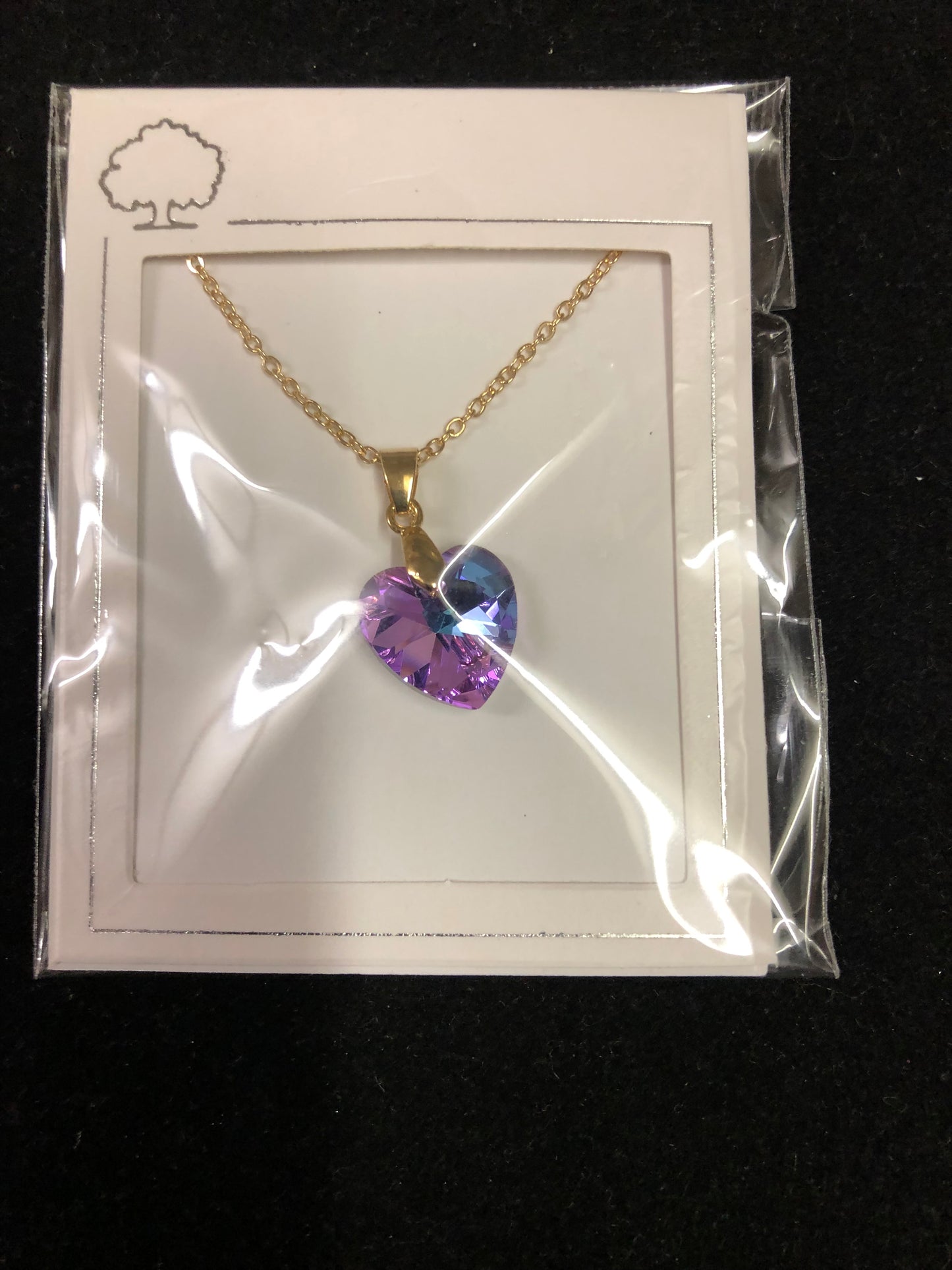 Woman Fashion Crystal Purple/Blue Tricolor Necklace On A Gold Chain. "Great Valentine Day Gift"