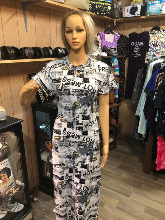 Fashion JR Dress News Color Multi News Paper Design