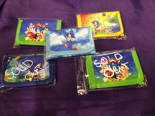 Kids Sonic Wallets "New Arrival" Colors; Sky Blue,Yellow, And Green @ 15.00 Ea.