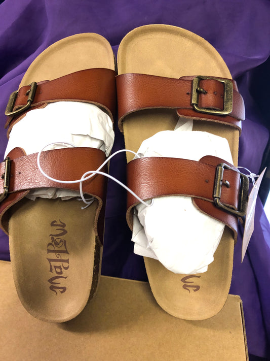 Woman Platform Slide Sandal Size 6 Color: Cognac
