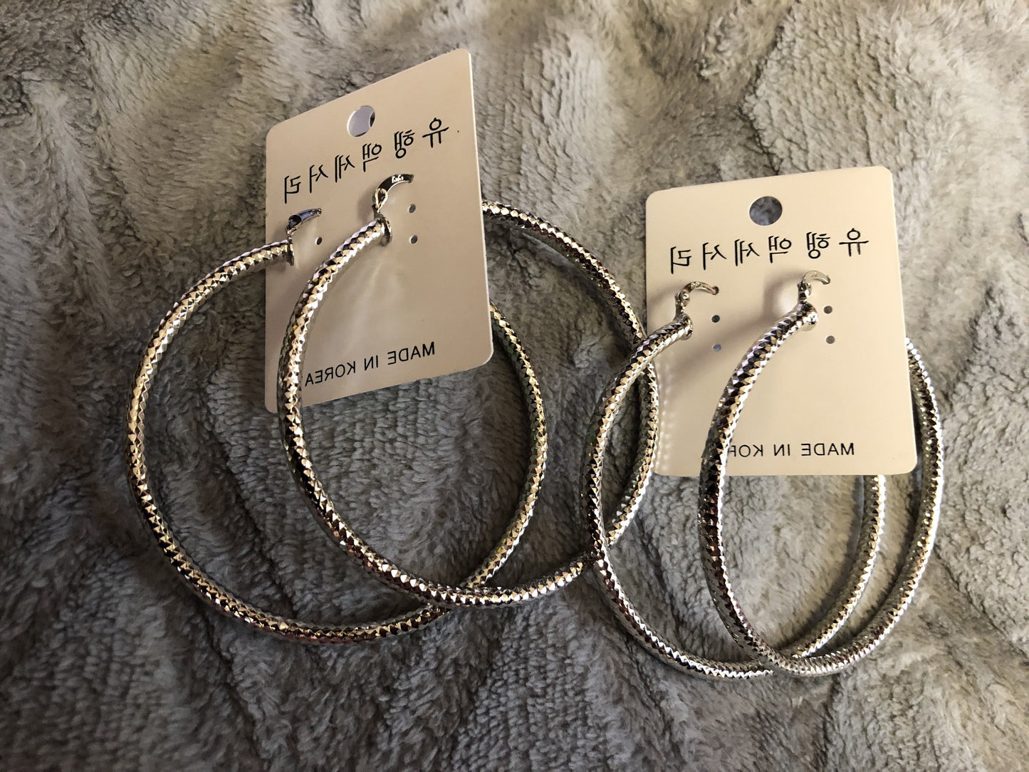 Fashion Large Silver Pierced Hoop Earrings