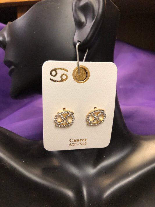 Woman Zodiac Sign Cancer Fashion Earrings Color Gold "New Arrival"