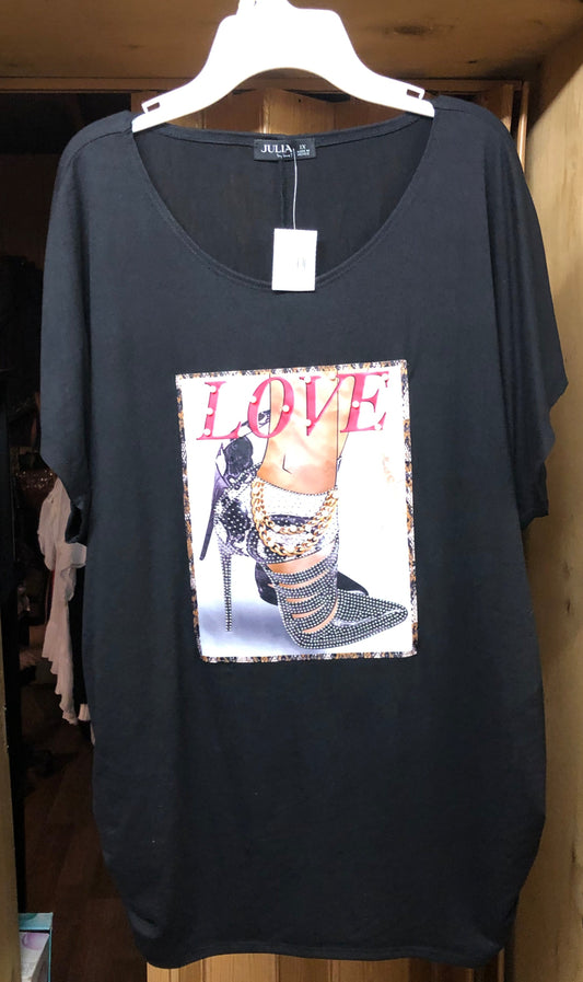 Woman T-Shirt Size 1XL Accented With Bling Color: Black "New Arrival