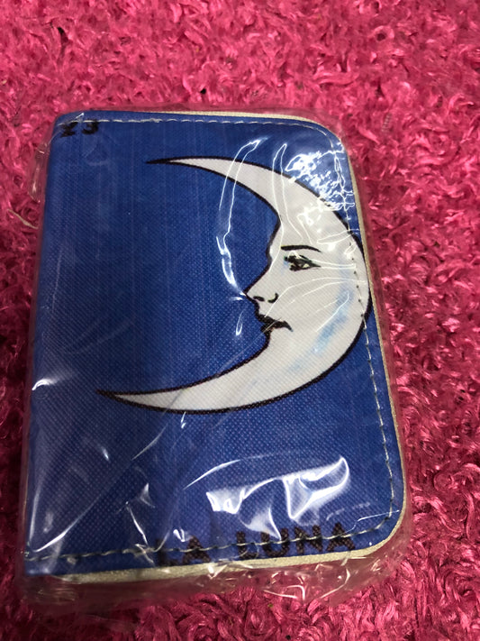 Woman Fashion Wallet Zipper Closure Color Blue With "Moon Design Logo"