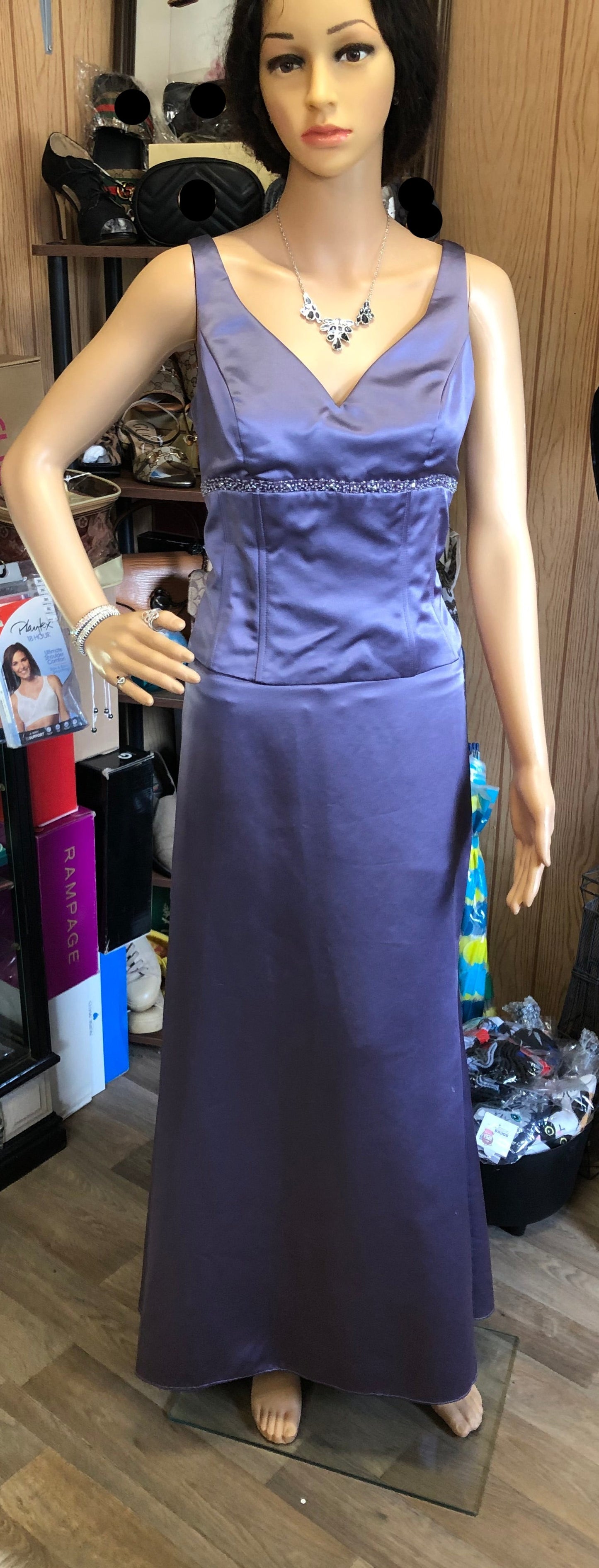 Woman Two Piece Dress High Low Fit & Flair Color Lilac Size 6 Sleeveless Top