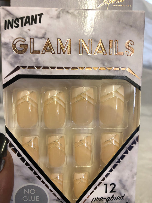 Instant Glam Nails "New Arrivals" 12 Per-Glued Press On Nails No Glue Needed
