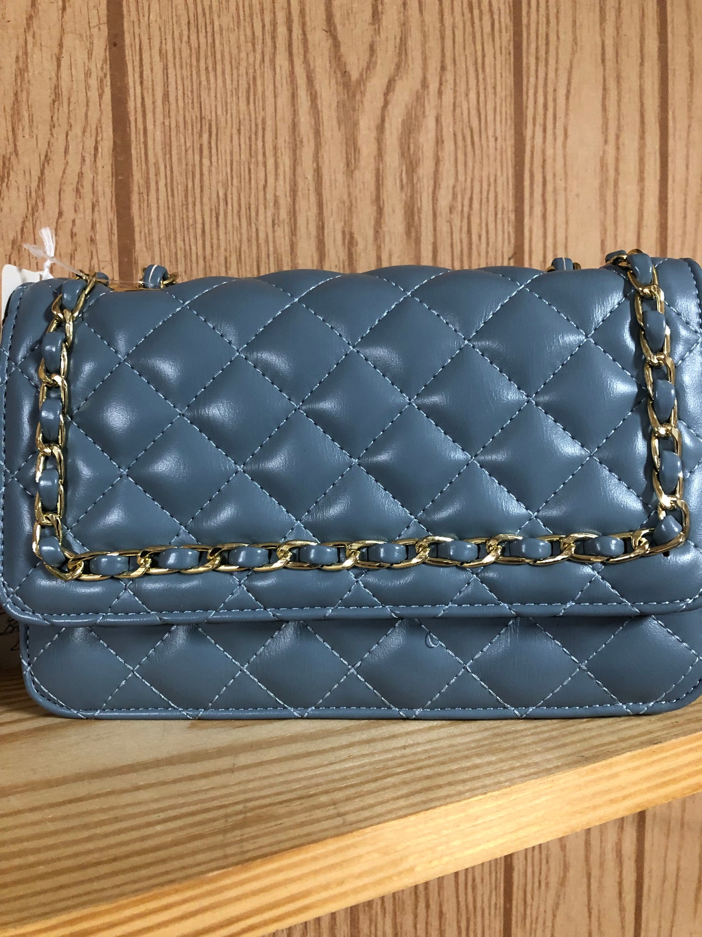 Ouilted All Chain Crossbody/Tote Bag Color Blue(ON SALE NOW)