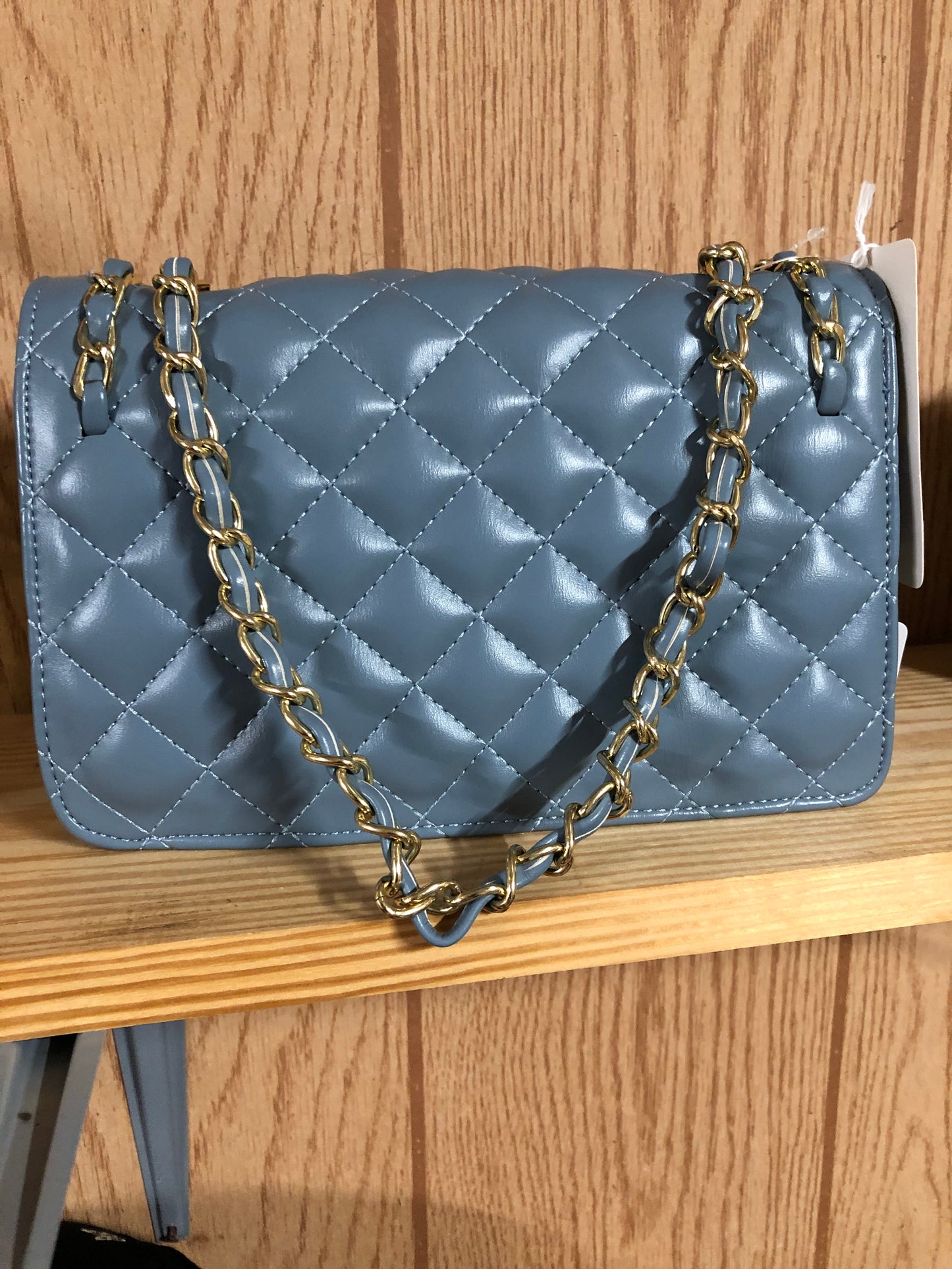 Ouilted All Chain Crossbody/Tote Bag Color Blue(ON SALE NOW)