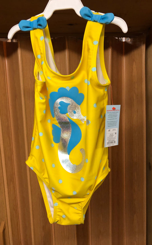 Toddler Girls One Piece Swimsuit Size 4-T By: Cat & Jack Color Yellow "New Arrival"