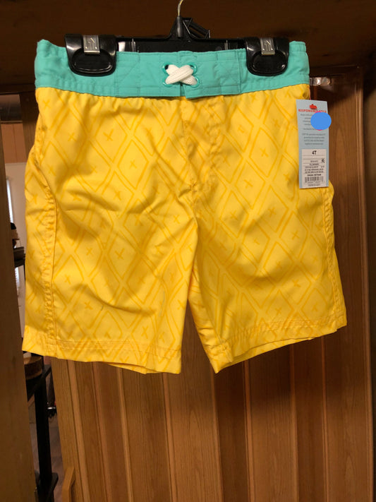 Toddler Boys Swim Shorts Size 4-T Color Yellow "New Arrival" Just In Time For Summer