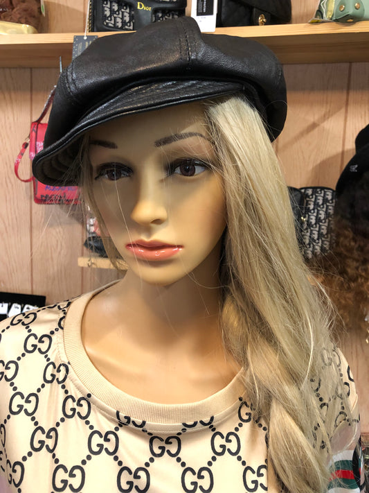 Genuine Leather Unisex Cap Size Large Color Black