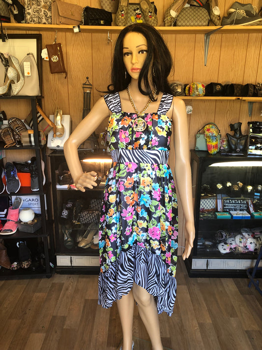 Woman Multi Colors Sun Dress Size 16.5 Hi-Low Style (ON SALE)
