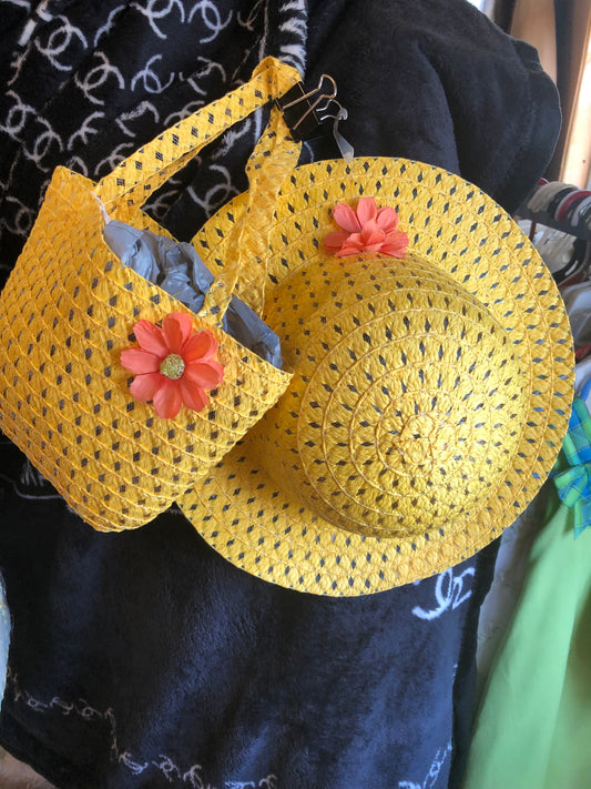 Girls Easter Dress Up Hat And Purse Set Color Yellow "New Arrival"